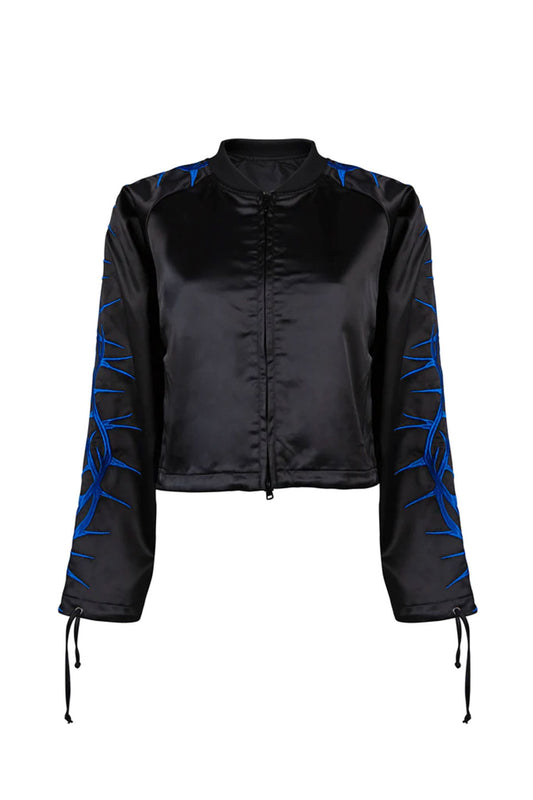 Thorn Graphic Embroidery Satin Jacket