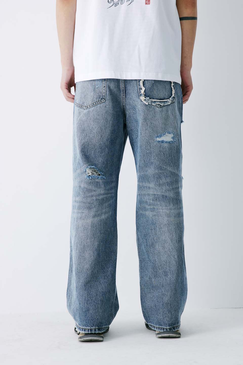 Crashed Rhinestone Wide Denim