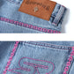 Fire Pattern Stitch Logo Denim