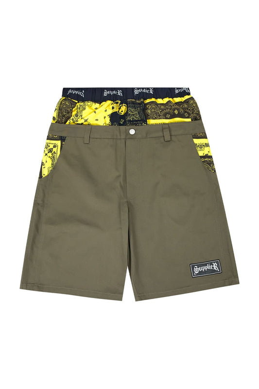 Double Layer Bandana Cargo Shorts