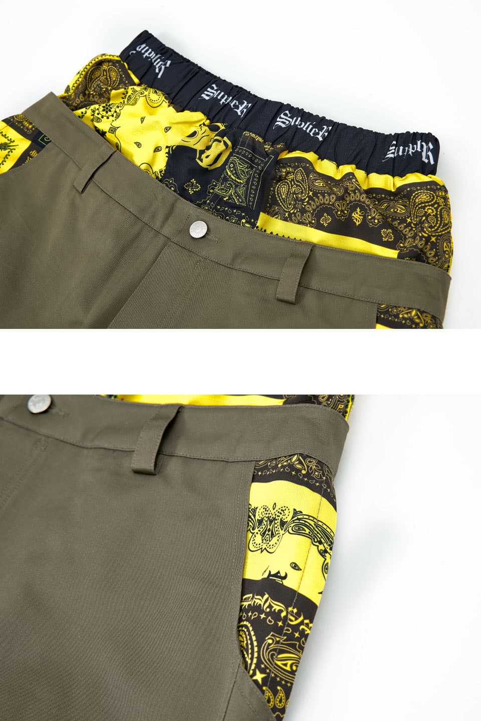 Double Layer Bandana Cargo Shorts