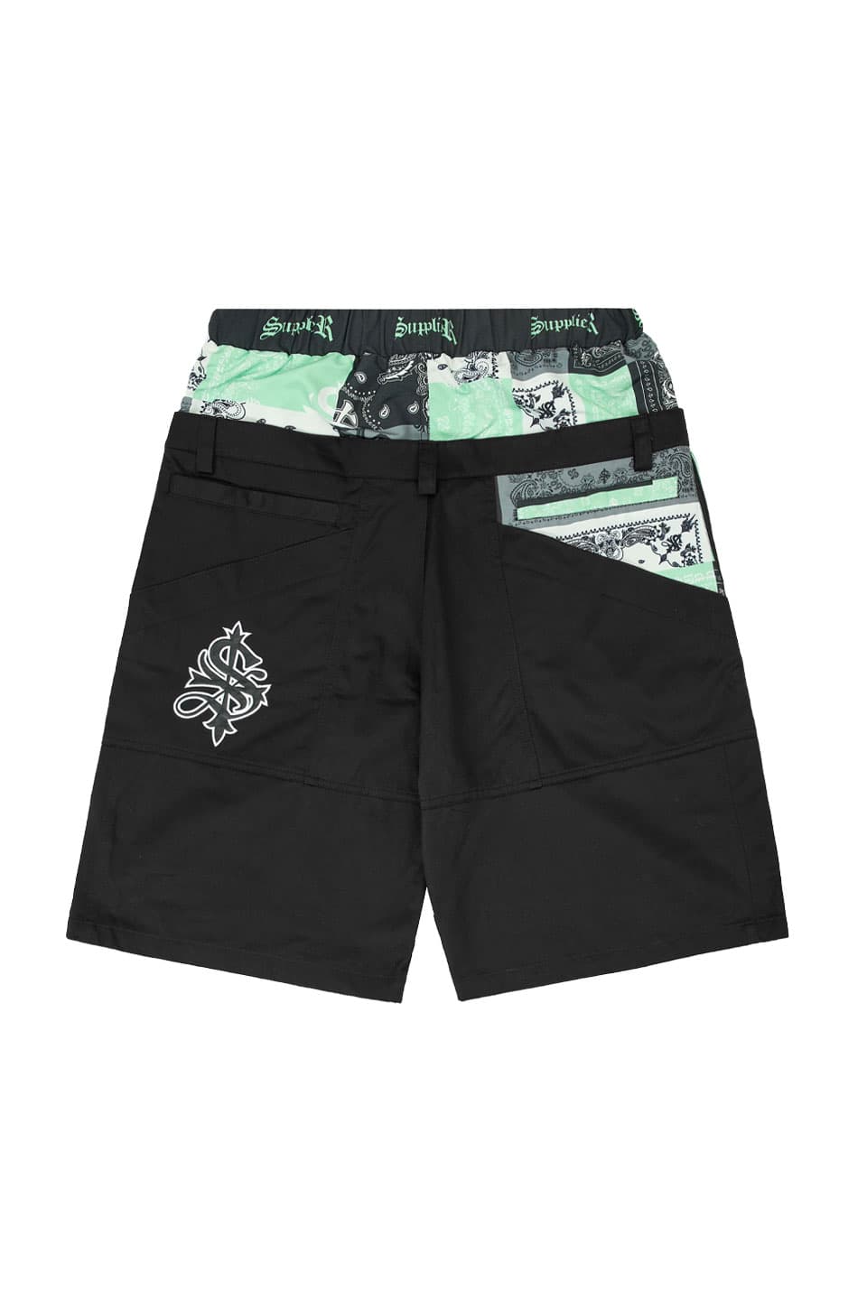 黒/DOUBLE LAYER BANDANA CARGOSHORTS/Mサイズ①