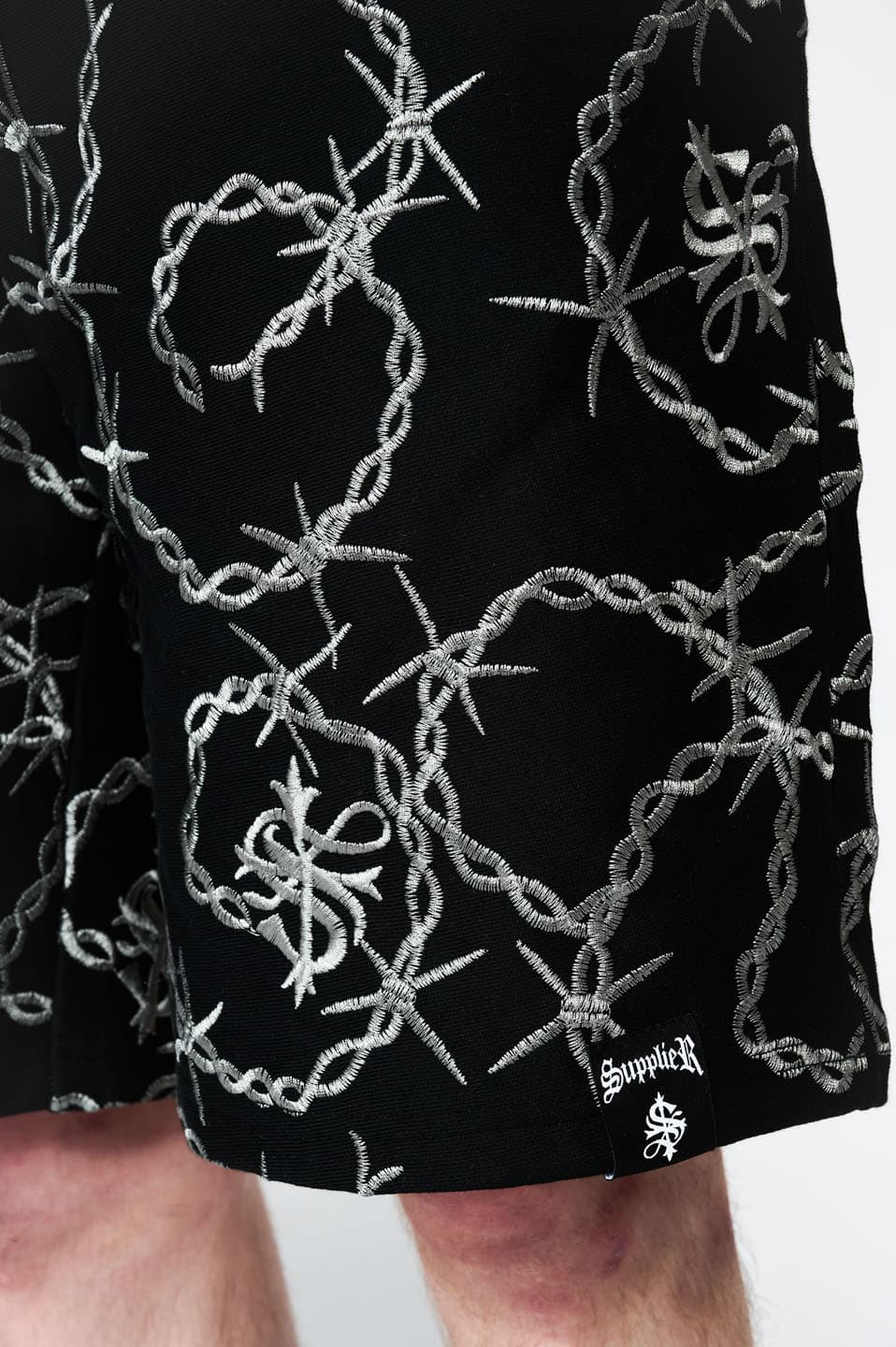 Cross Chain Embroidery Shorts