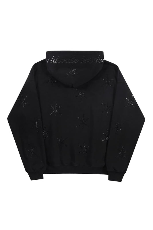 Black & Black Dagger Rhinestone Zip Hoodie