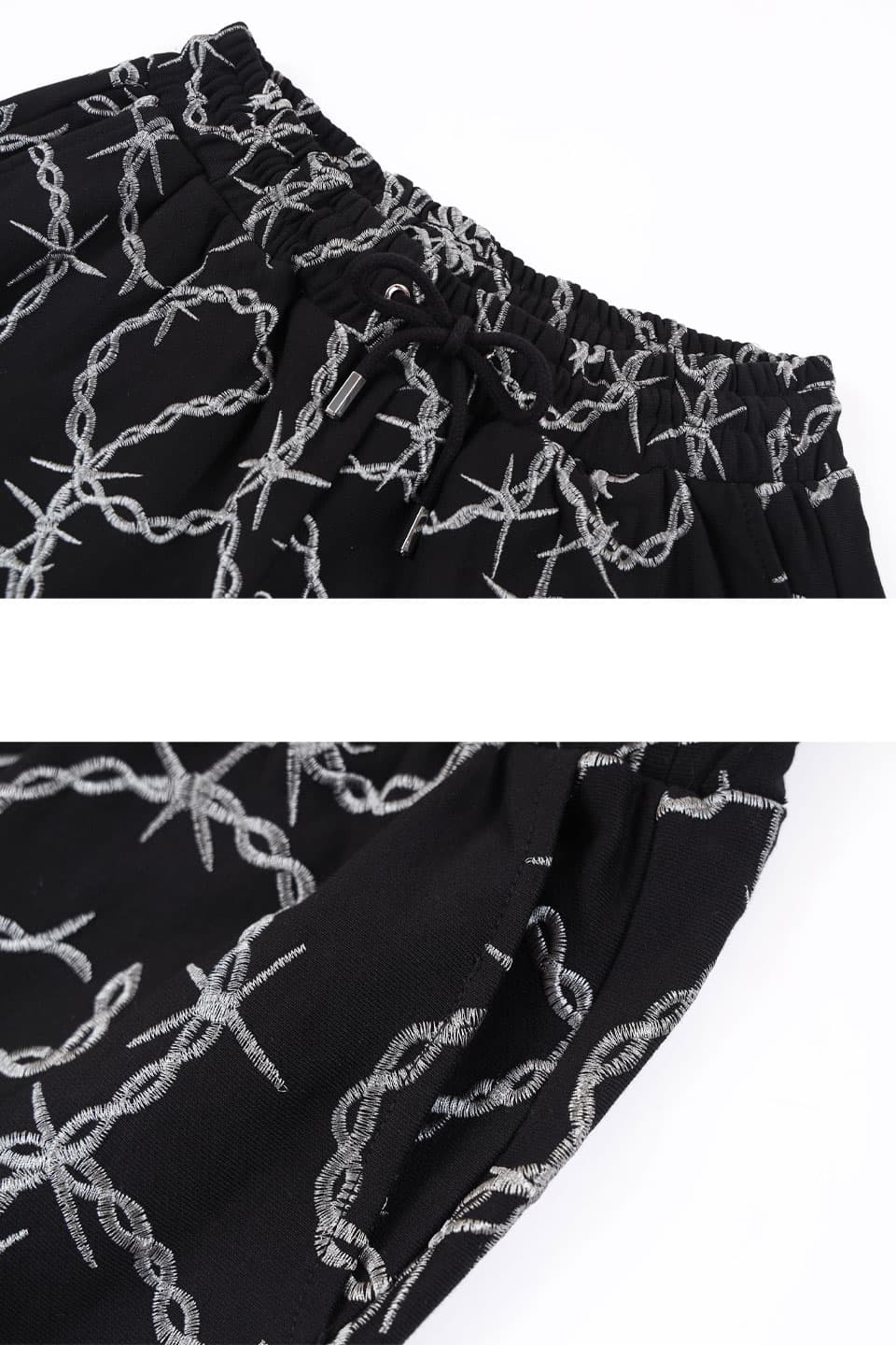 Cross Chain Embroidery Shorts