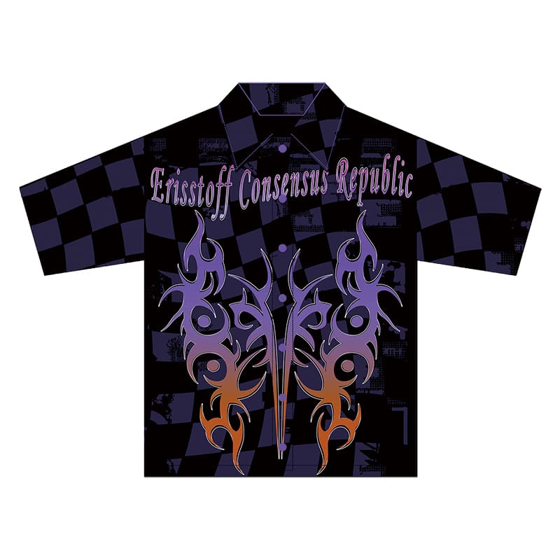 Purple Checkerboard Butterfly Shirt
