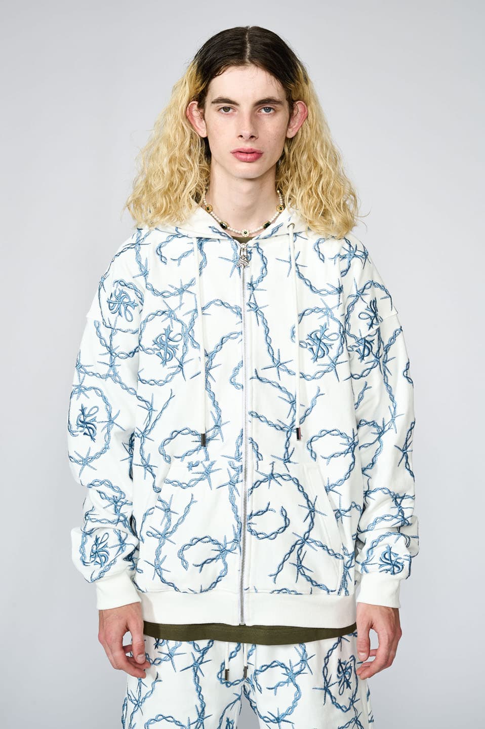 Chain Cross Logo Zip Hoodie