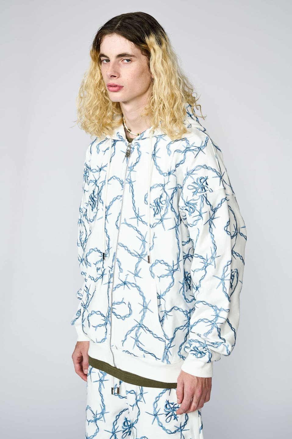 Chain Cross Logo Zip Hoodie