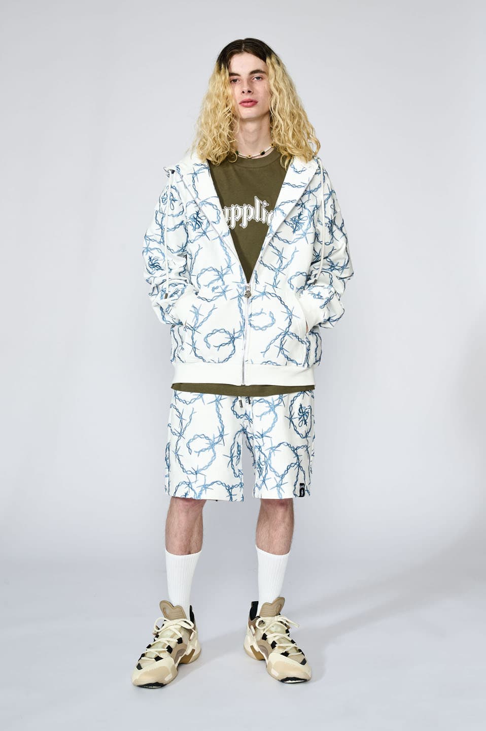 Chain Cross Logo Zip Hoodie