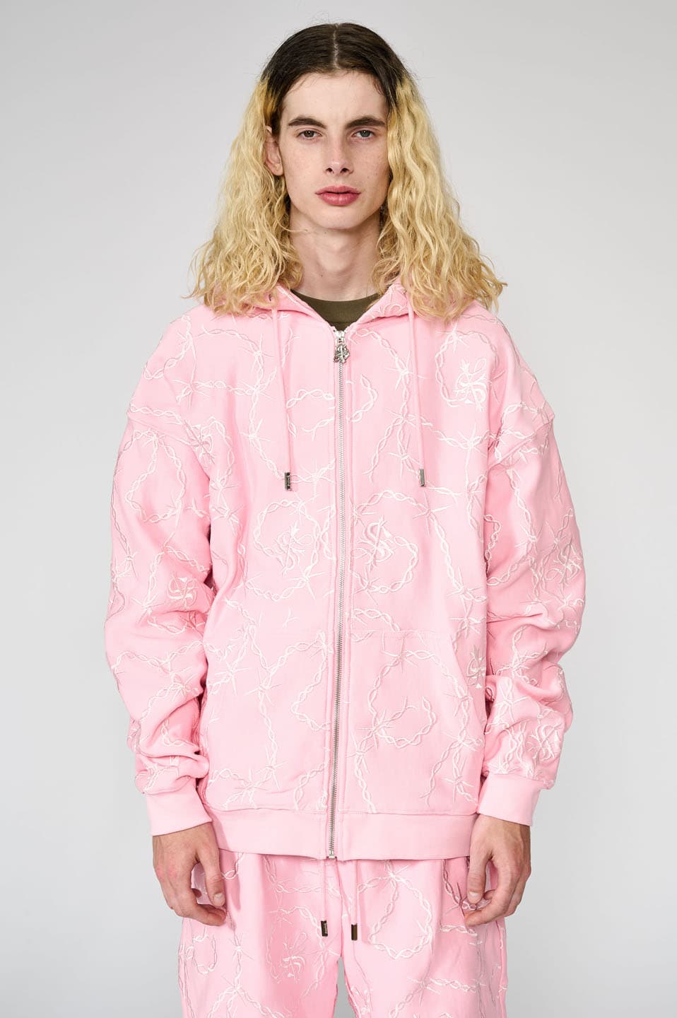 Chain Cross Logo Zip Hoodie