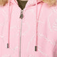 Cross Chain Embroidery Zip Hoodie