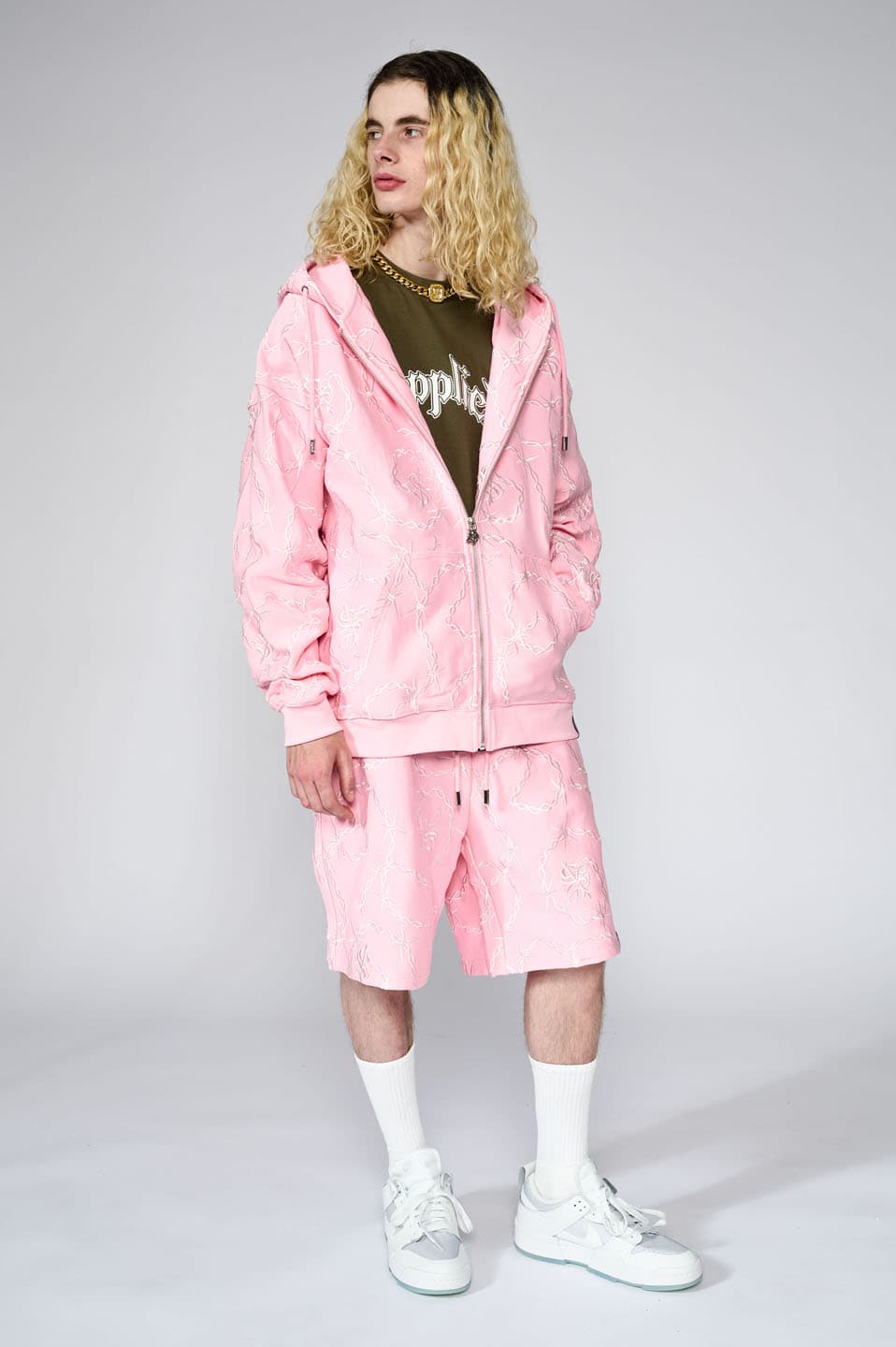 Chain Cross Logo Zip Hoodie