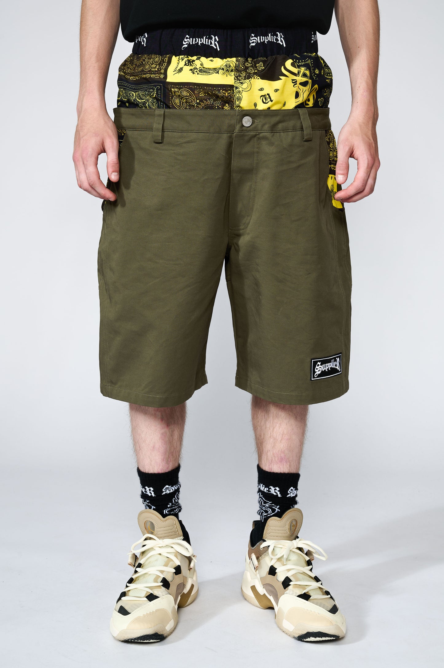 Double Layer Bandana Cargo Shorts