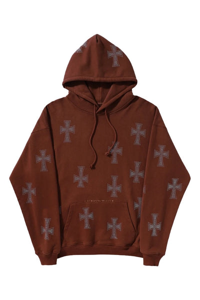 フーディ｜Unknown London (アンノウン・ロンドン)｜Brown Cross Rhinestone Pullover  Hoodie｜公式通販 - SUPPLIER（サプライヤー）