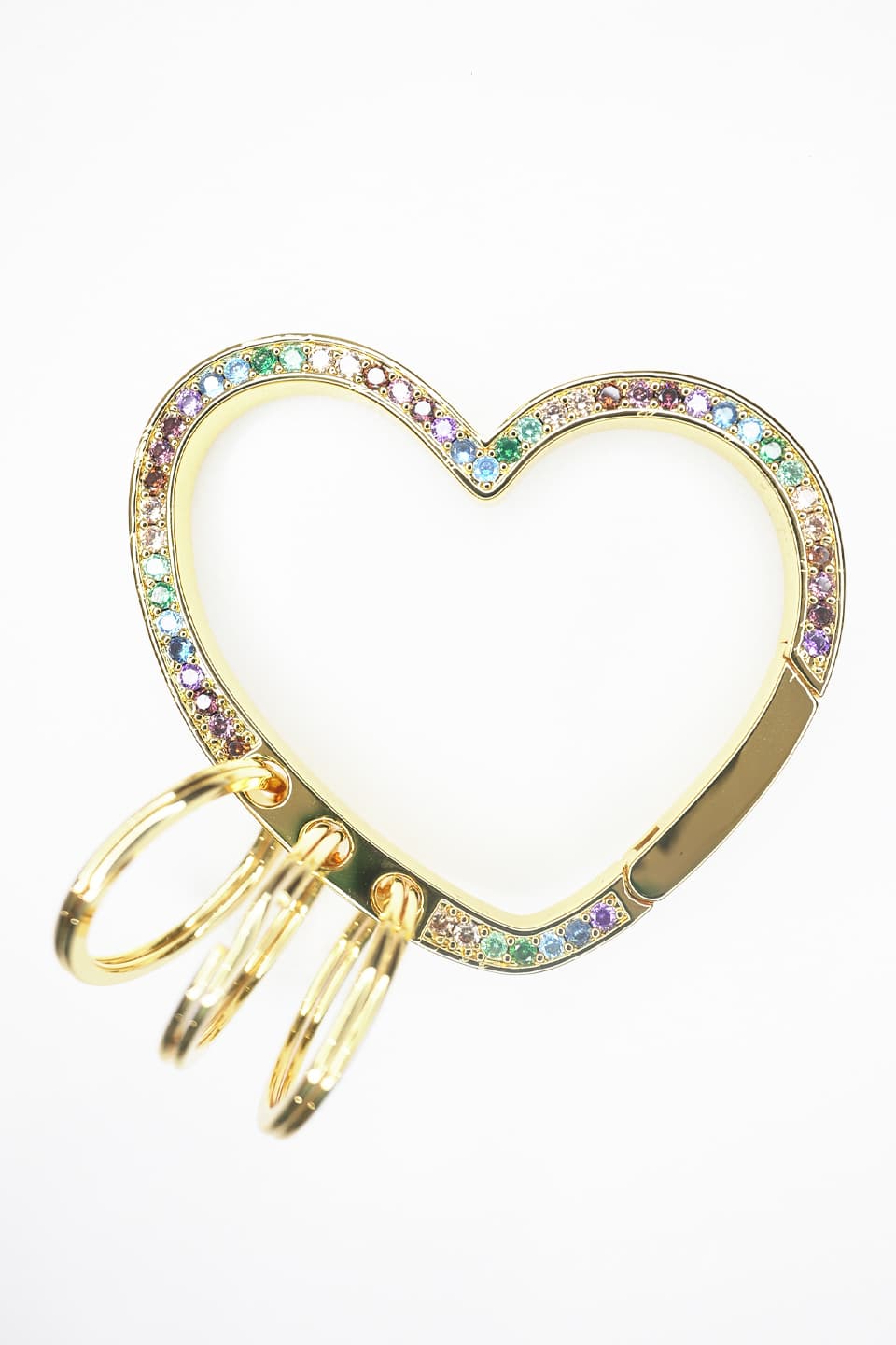 Heart Gold Rainbow Crystal Karabiner