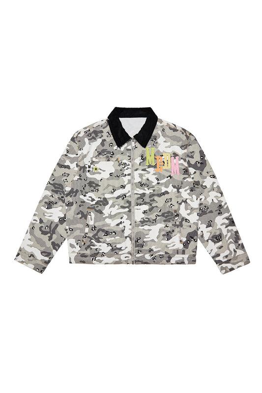 Camouflage Sticker Leather Embroidered Jacket