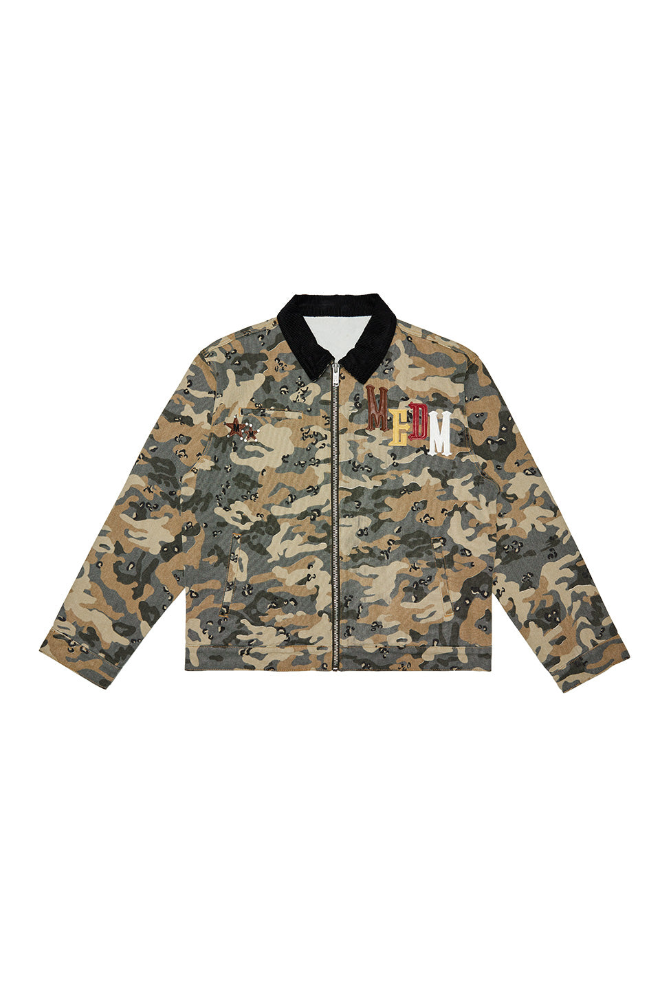 Camouflage Sticker Leather Embroidered Jacket